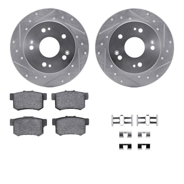 Dynamic Friction Co 7512-59028, Rotors-Drilled and Slotted-Silver w/ 5000 Advanced Brake Pads incl. Hardware, Zinc Coat 7512-59028